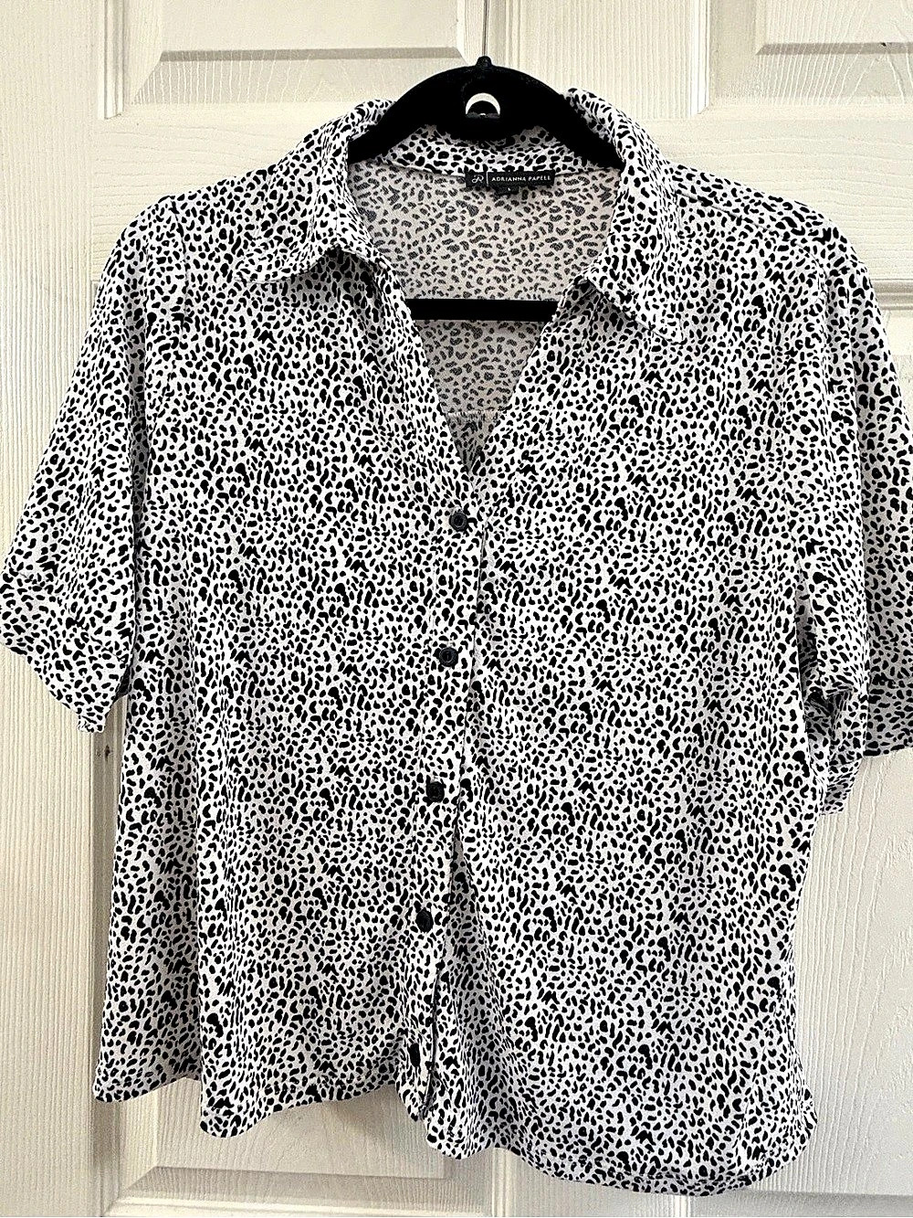 Adrianna Papell Animal Print Button Down Shirt